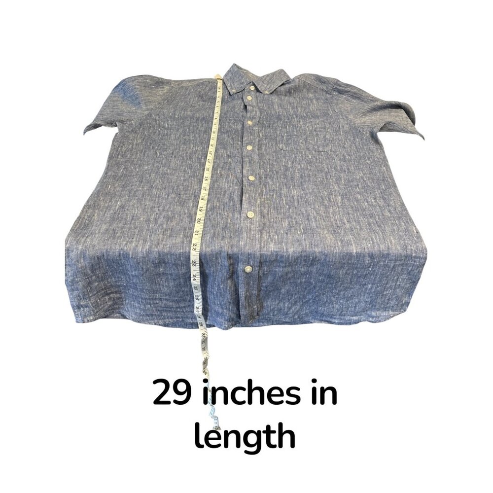 Massimo Dutti Blue 100% Linen Button-Up Shirt | Long Sleeve Lightweight Classic - Picture 5 of 5